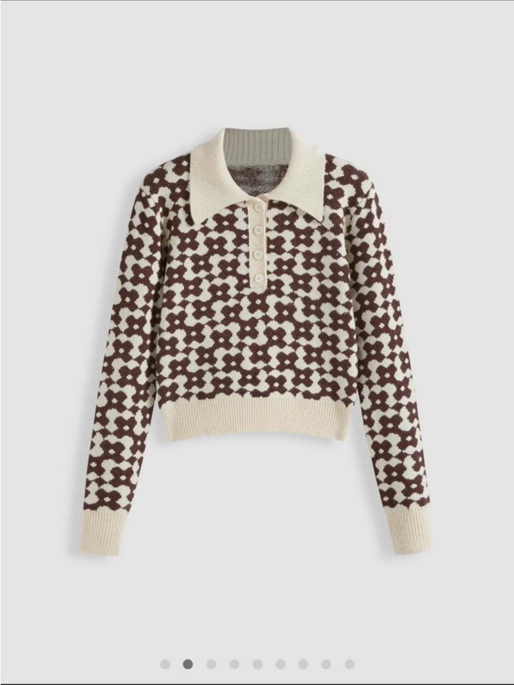 Cider Polo Retro Geometric Knit Long Sleeve Sweater